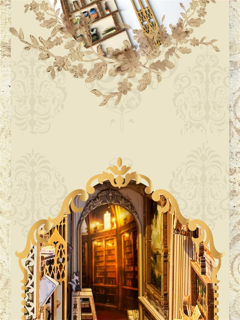 NEW DIY Book Nook Insert Shelf Kits Wooden Miniature Model Kit Baroque Dreams Bookend Assembled Bookshelf Home Decor Girls Gifts