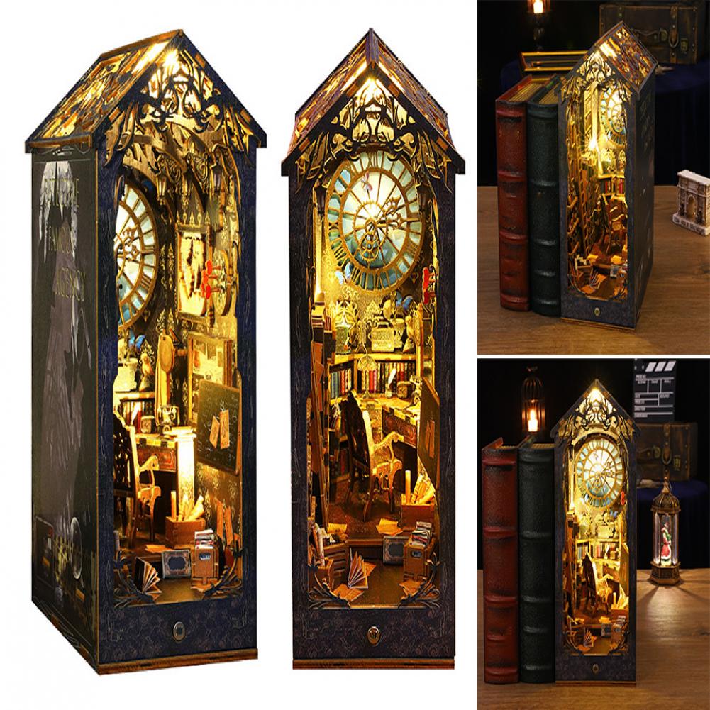 1 Set DIY Dollhouse Booknook Kit Realistic Imagination Cultivation Simulated DIY Book Nook Kit Bookend Stand 3D Model