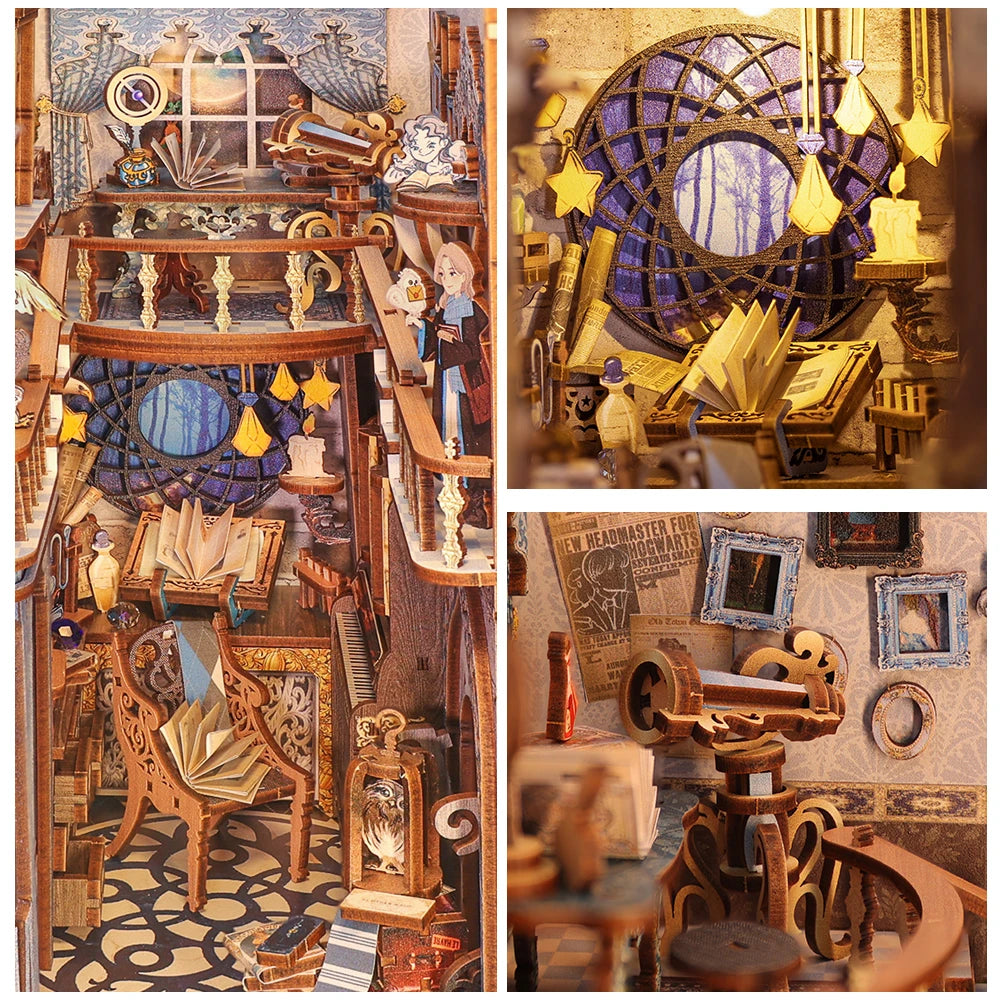 Cutebee DIY Book Nook Kit 3D Wooden Dollhouse Bookshelf Insert Decor Alley Miniature House with Dustproof LED Light Booknook