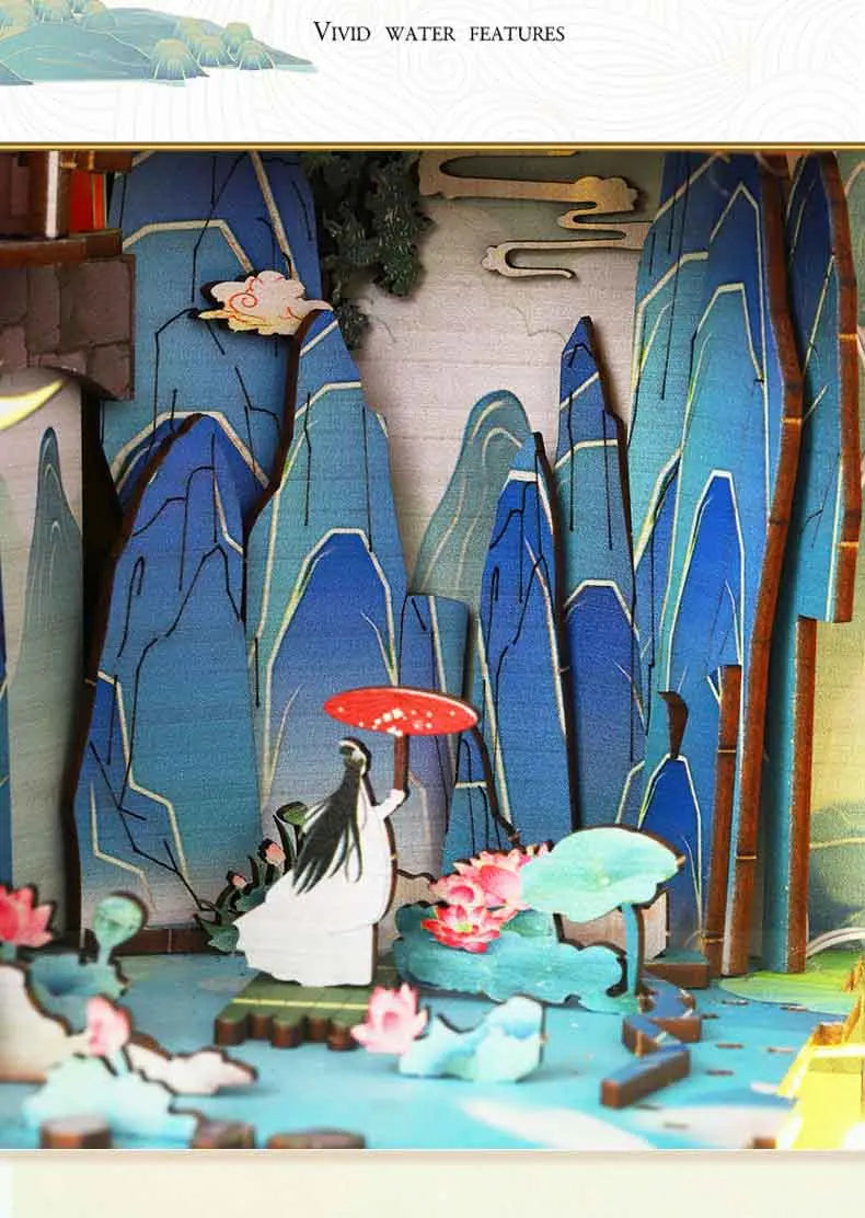 Book Nook Shelf Insert  Casa Miniature Doll House Kit Toys Home Dollhouse Bookends Furniture Wooden Bookshelf Birthday Gifts