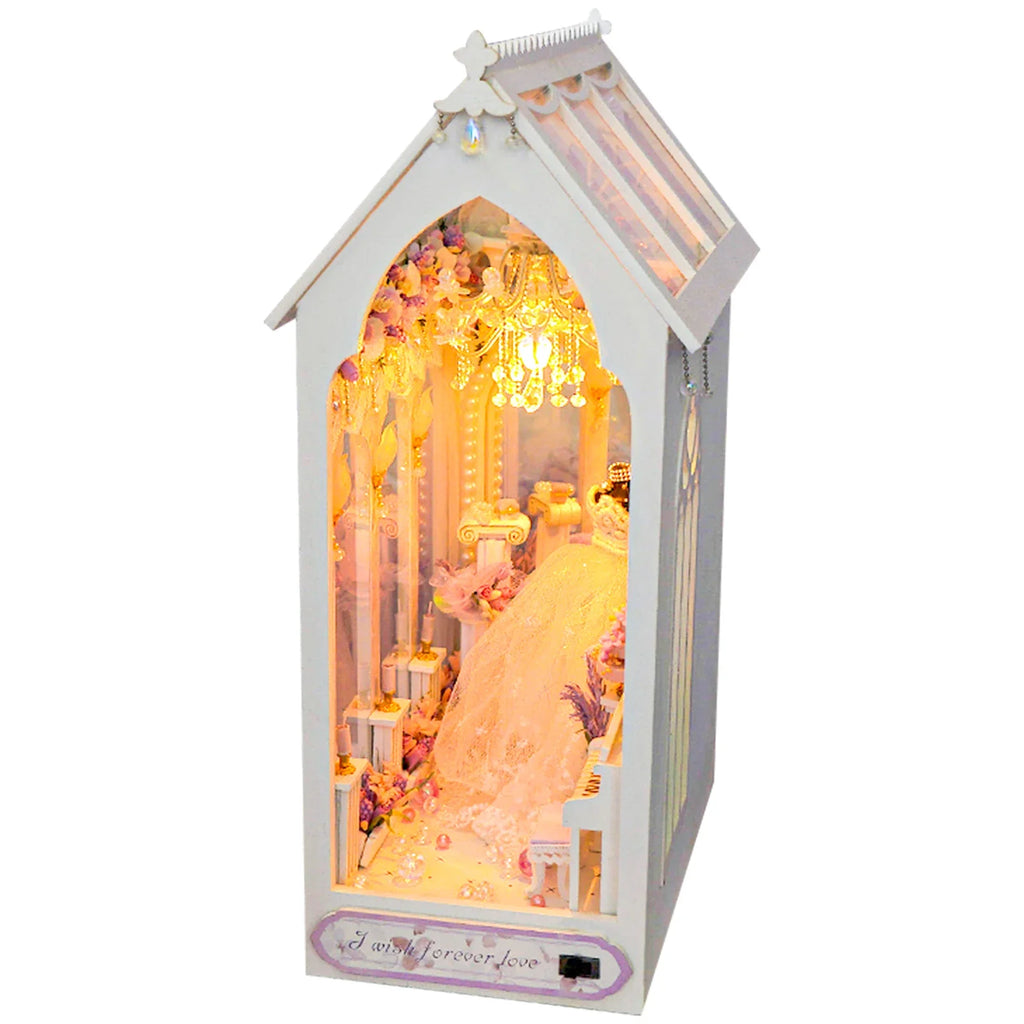 DIY Book Nook Kit Miniature Doll House With LED Light 3D Puzzle Model Building Wooden Bookshelf Bookend Toy Adults Birthday Gift