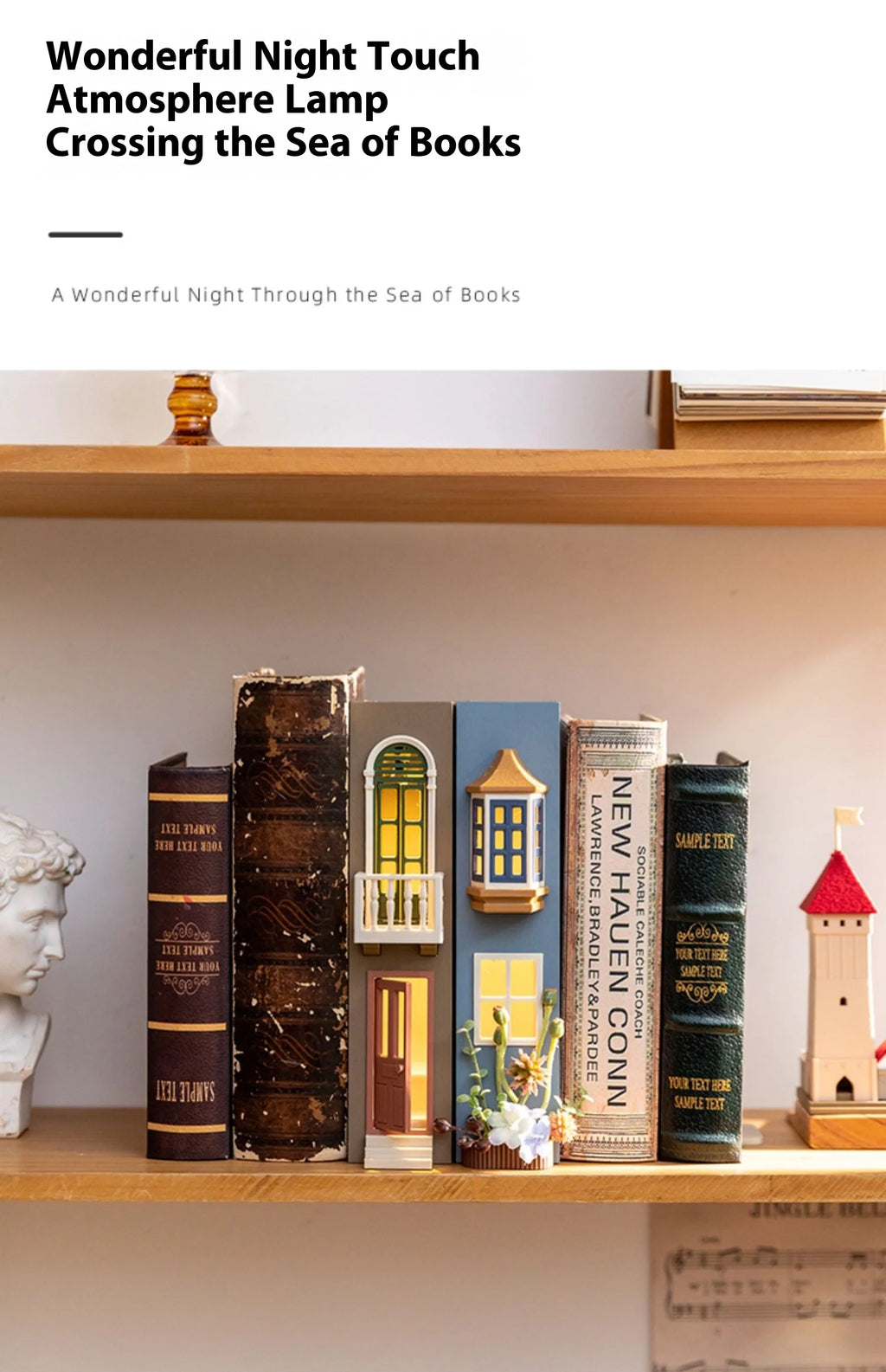 Fake Books Bookends With Led Light Book Holders Booknook Model Kit For Bookshelf Insert Miniature Ornament Decor Christmas Gifts
