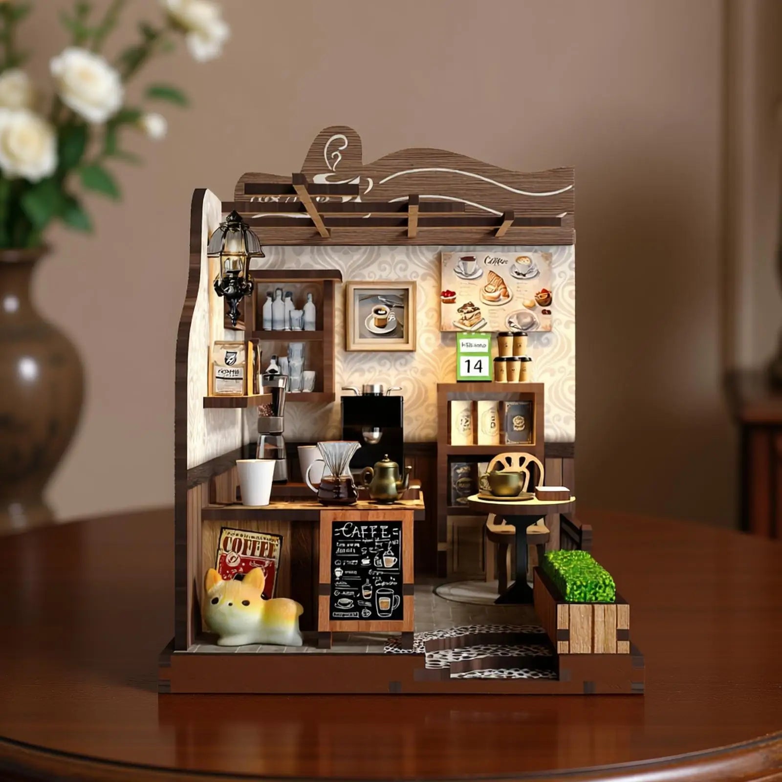Booknook Coffee House DIY Miniature House Elegant Casual Design Cafe Atmosphere   Assembly Model For Birthday Gifts Home Decor